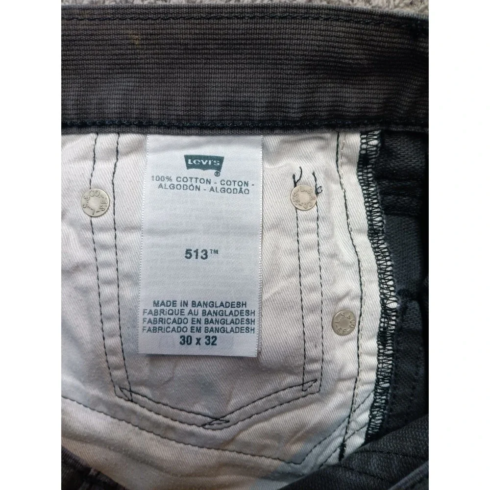 Levi's 513 Slim Straight Men's 30x32 Charcoal Gray Denim Jeans 100% Cotton